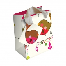 Caroline Gardner Petite Christmas Robins Gift Bag